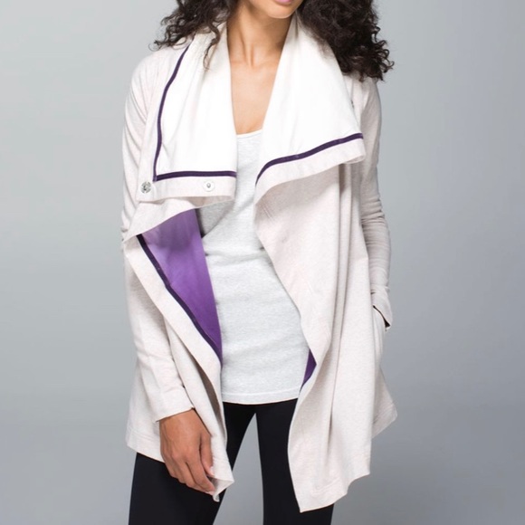 lululemon athletica Sweaters - Lululemon Women’s 6 Savasana Wrap Heathered Dune with Bruised Berry Purple Ombré